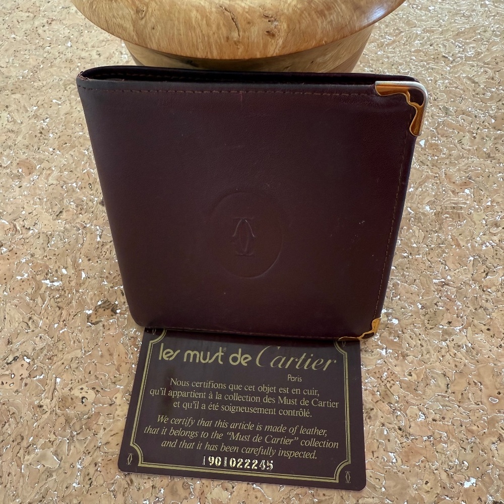 Cartier Burgundy Leather Bi-fold Wallet - Picture 3 of 14